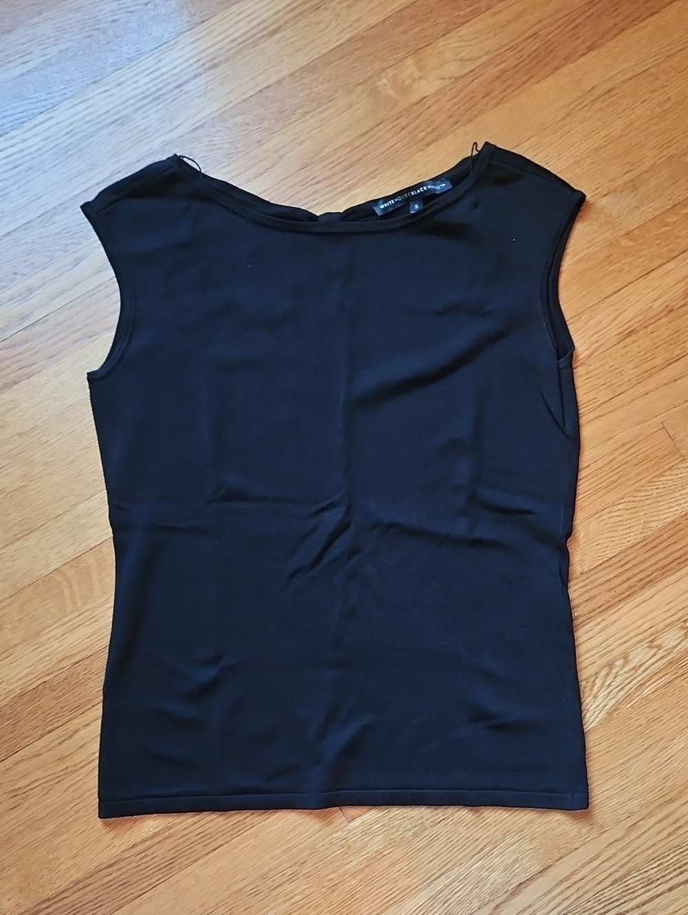 WHBM Black Sleeveless Boat Neck Shell